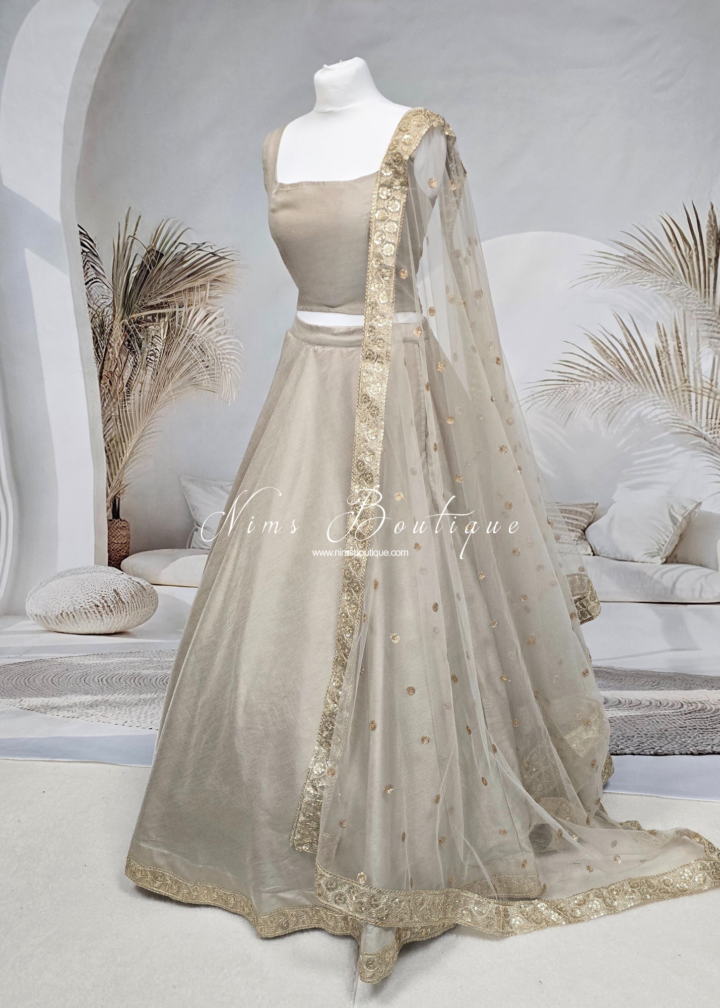 Saloni Sleeveless Champagne Raw Silk Blouse (4-20)