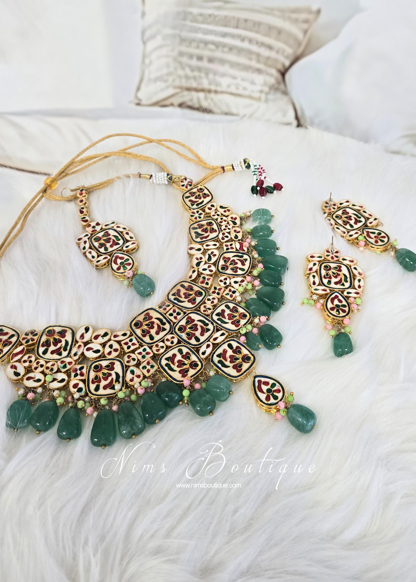 Sonali Green Luxury Kundan Set