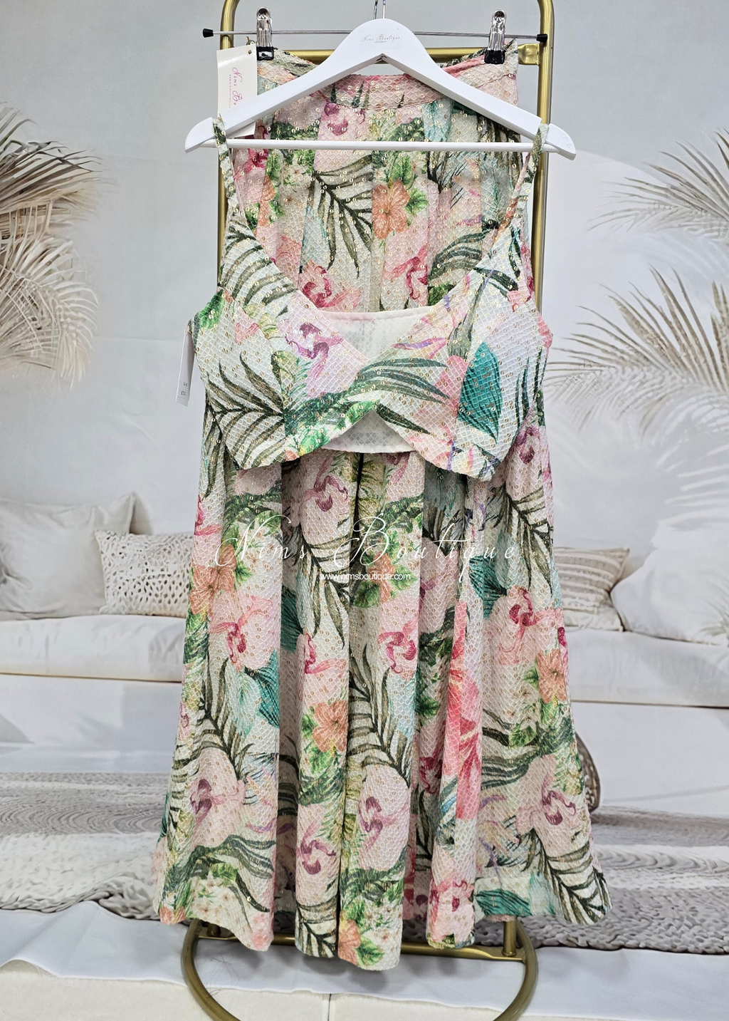 Isabella Ivory & Green Floral Strap Blouse (sizes 6-16)