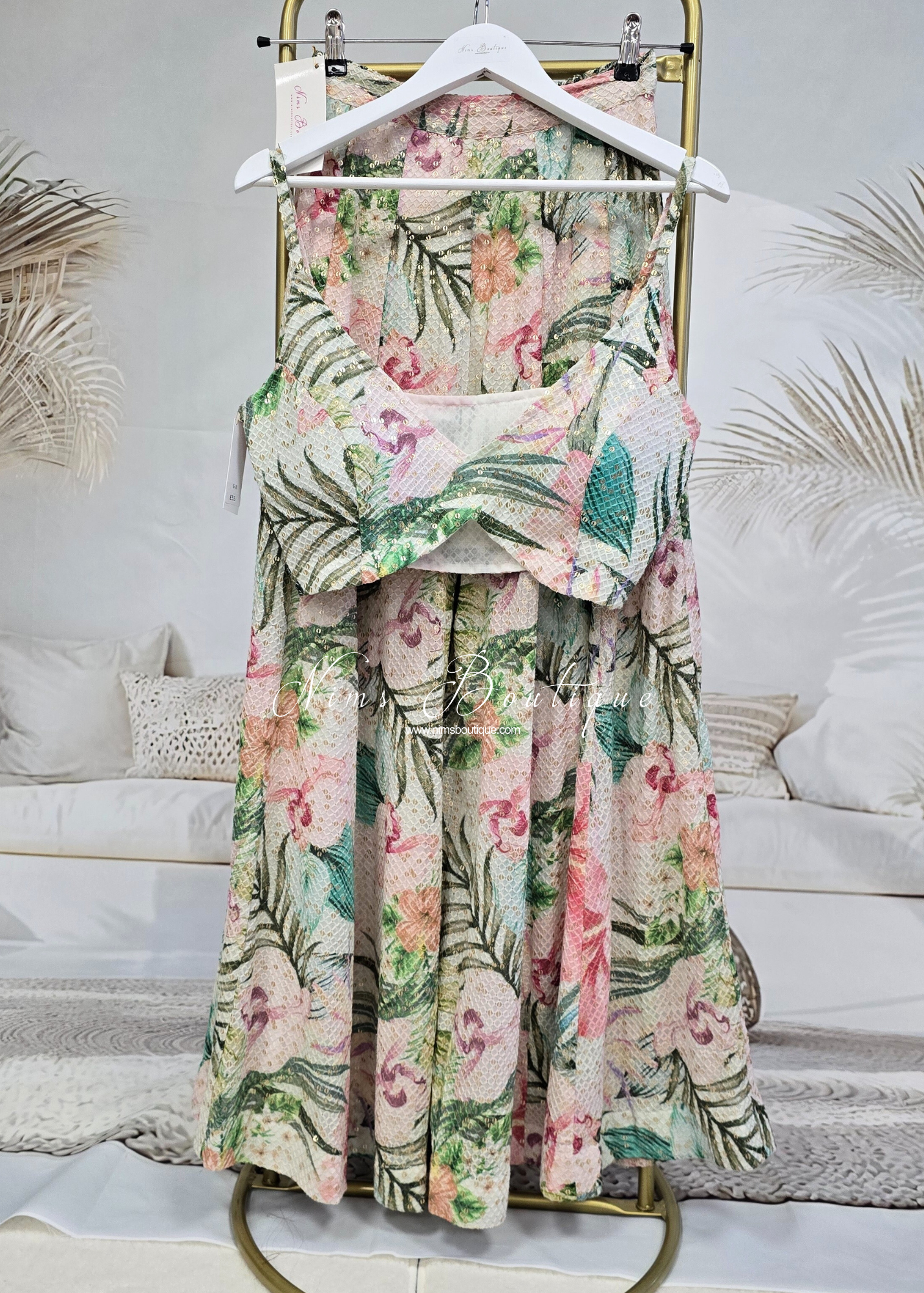 Isabella Ivory & Green Floral readymade trousers