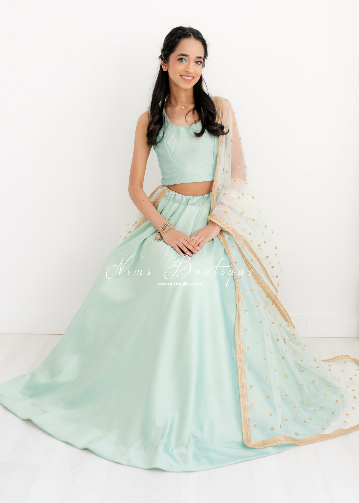 Readymade Mint Silk skirt/lehnga (sizes 4-22)
