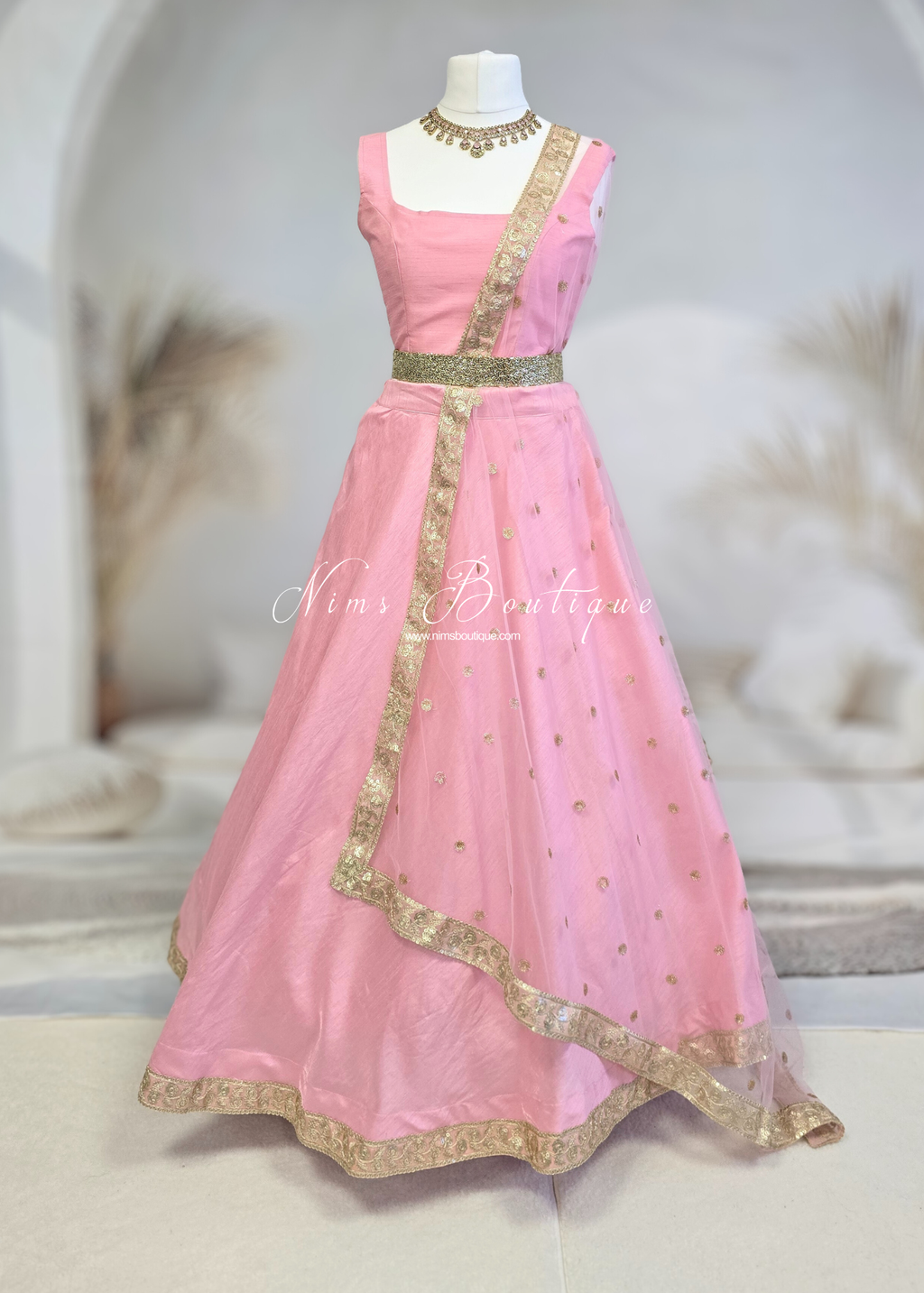 Saloni Readymade Baby Pink Raw Silk skirt/lehnga (sizes 4-20)