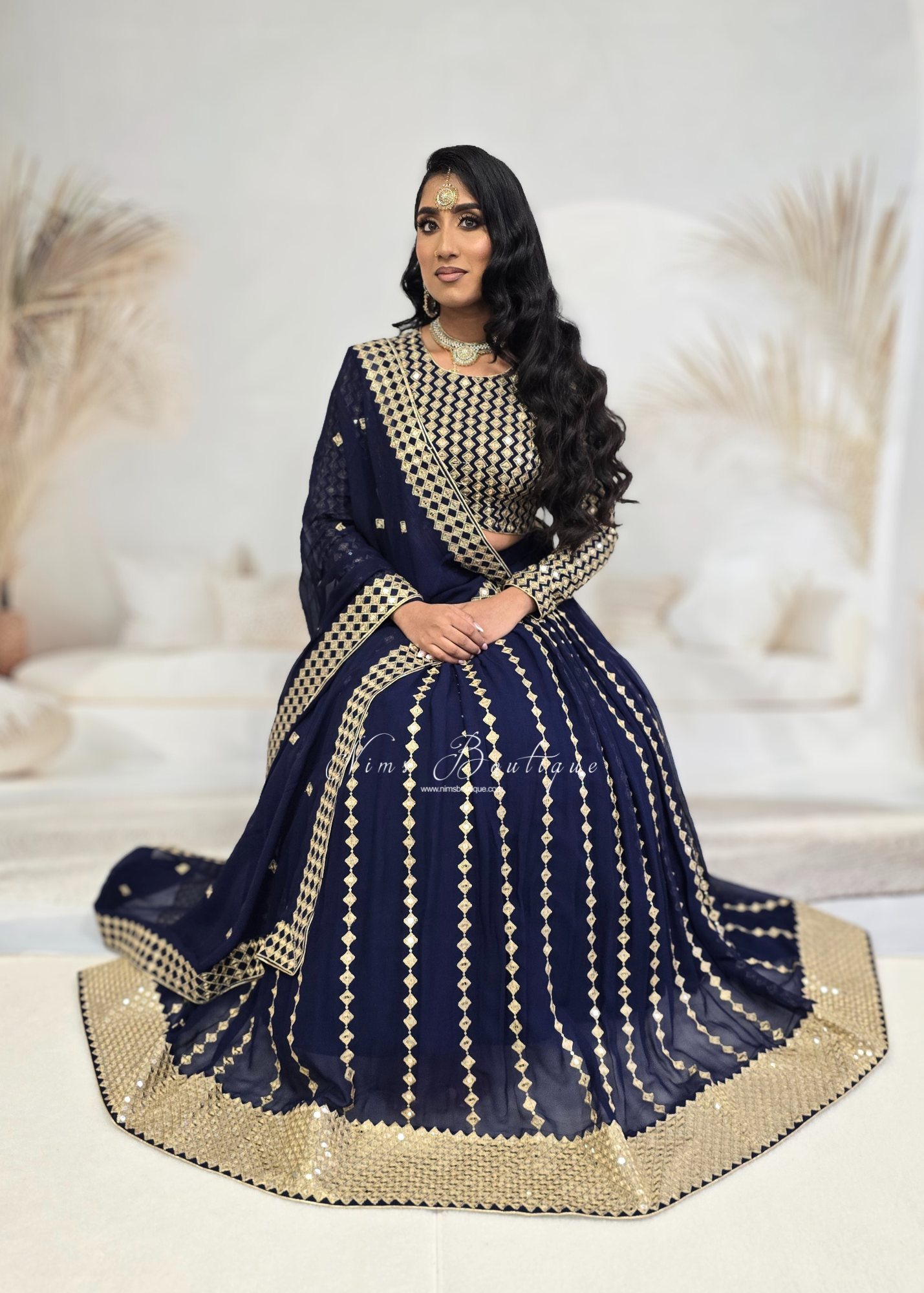 Karina Luxury Navy & Gold Lehnga (sizes 6-14)
