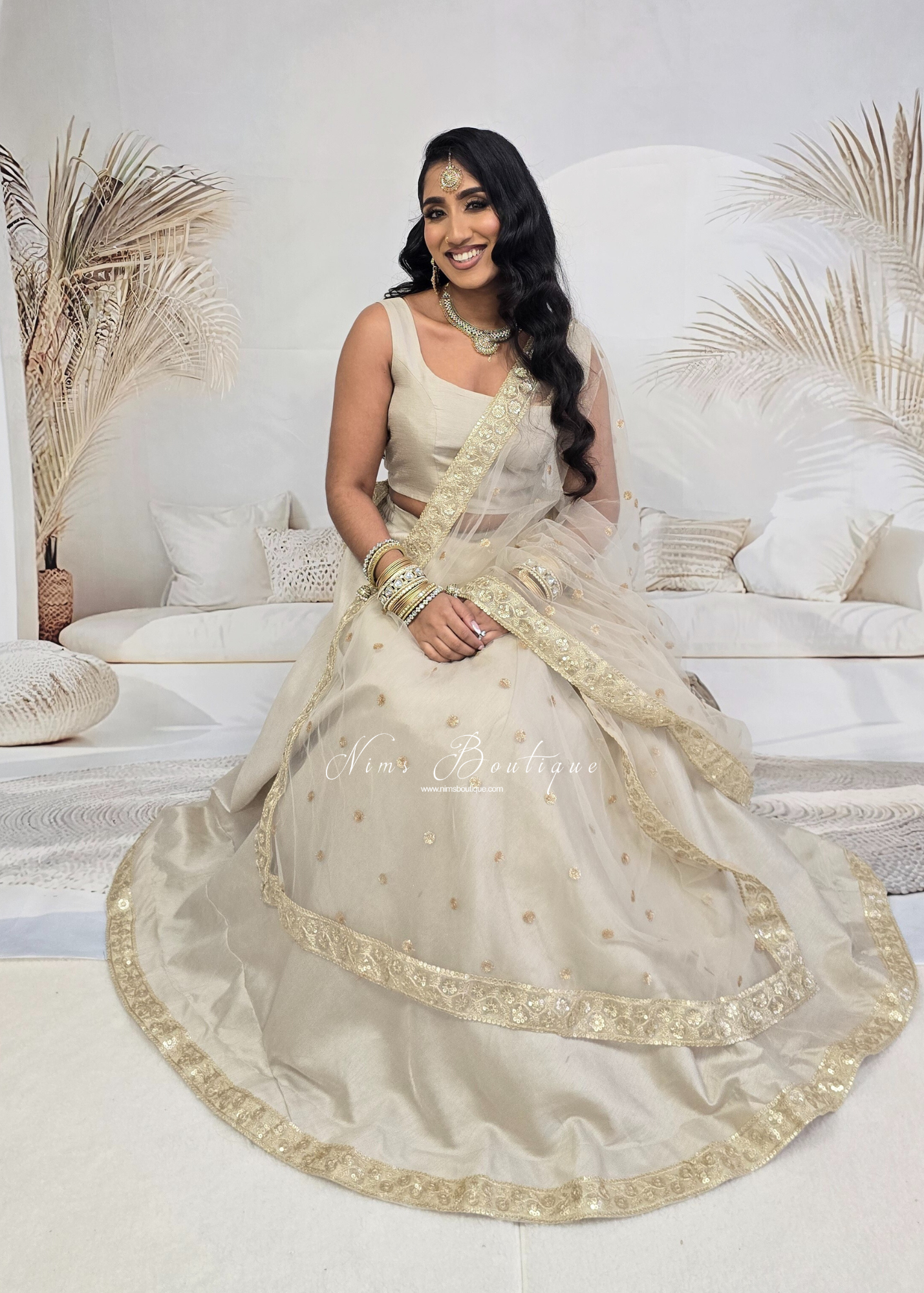 Saloni Champagne Grey Sequin Dupatta/Chunni