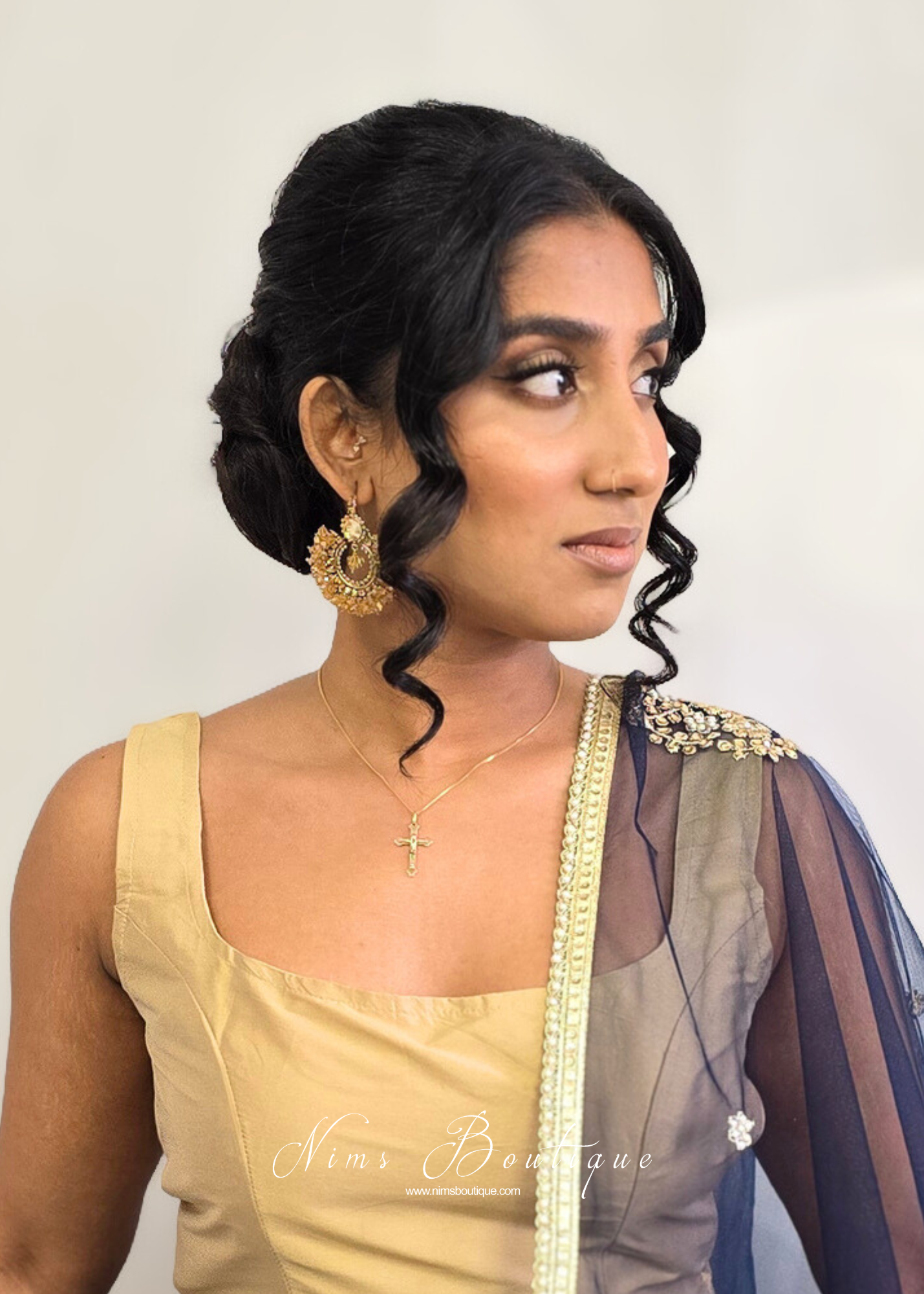 Meghna Royal Gold Stone Cluster Earrings