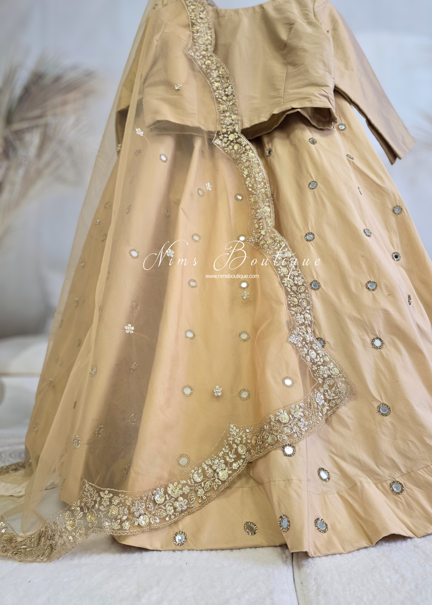 Gold Silk High Neck Blouse with sleeves (10-24)