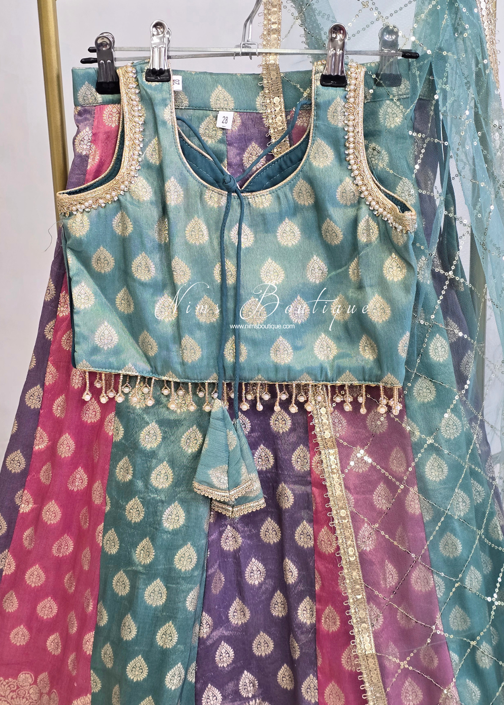 Luxury Lilac Multicolour Kids Lehnga