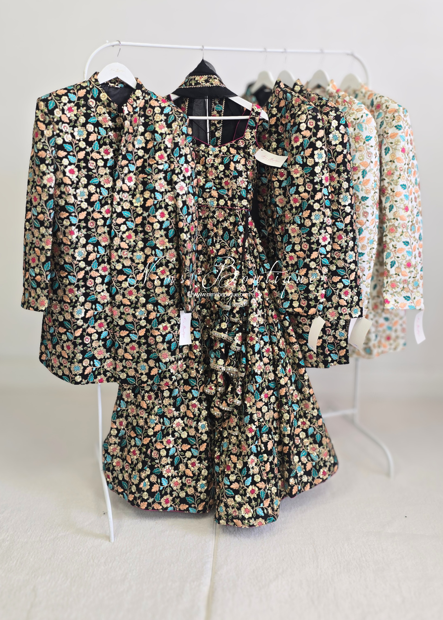 Luxury Black Embroidered Mens Sherwani Jacket