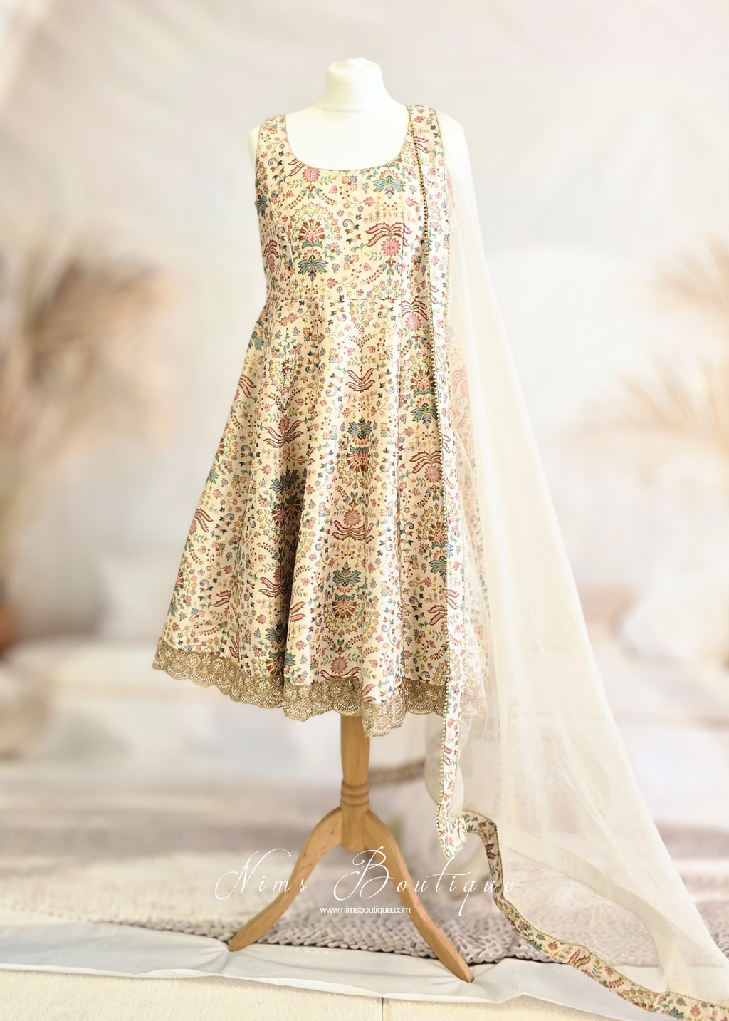 Mia Cream & Pastels Frock Pajami Suit (sizes 4-16)