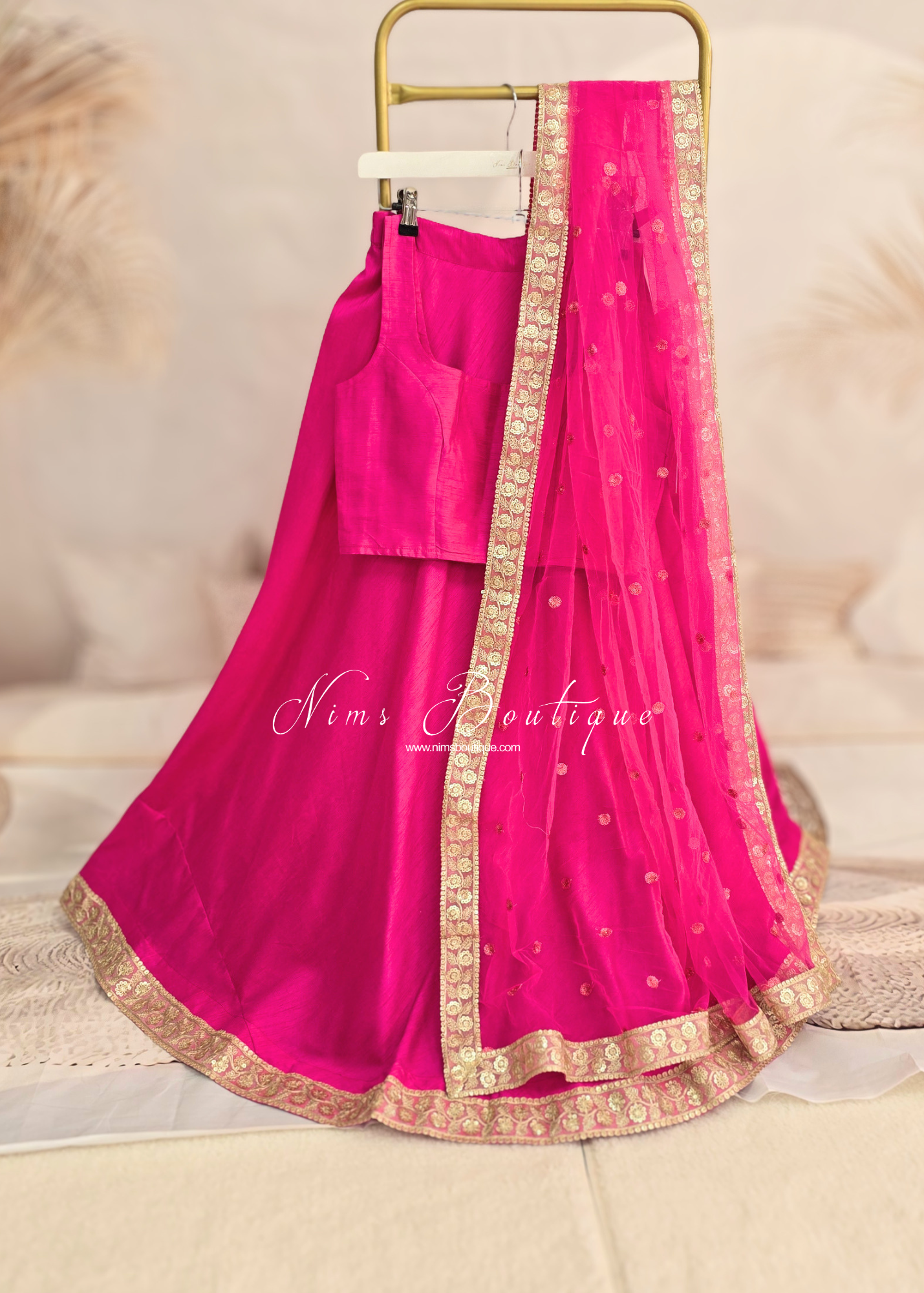 Saloni Sleeveless Hot Pink Raw Silk Blouse (4-20)