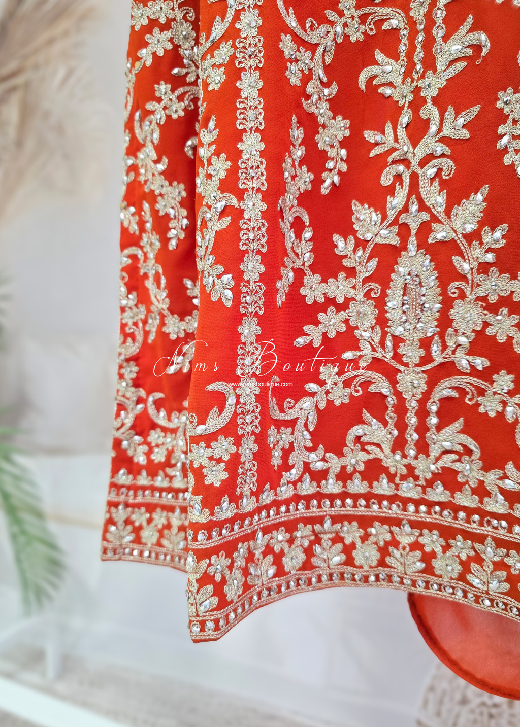 Orange Embroidered Trouser Suit (size 16)