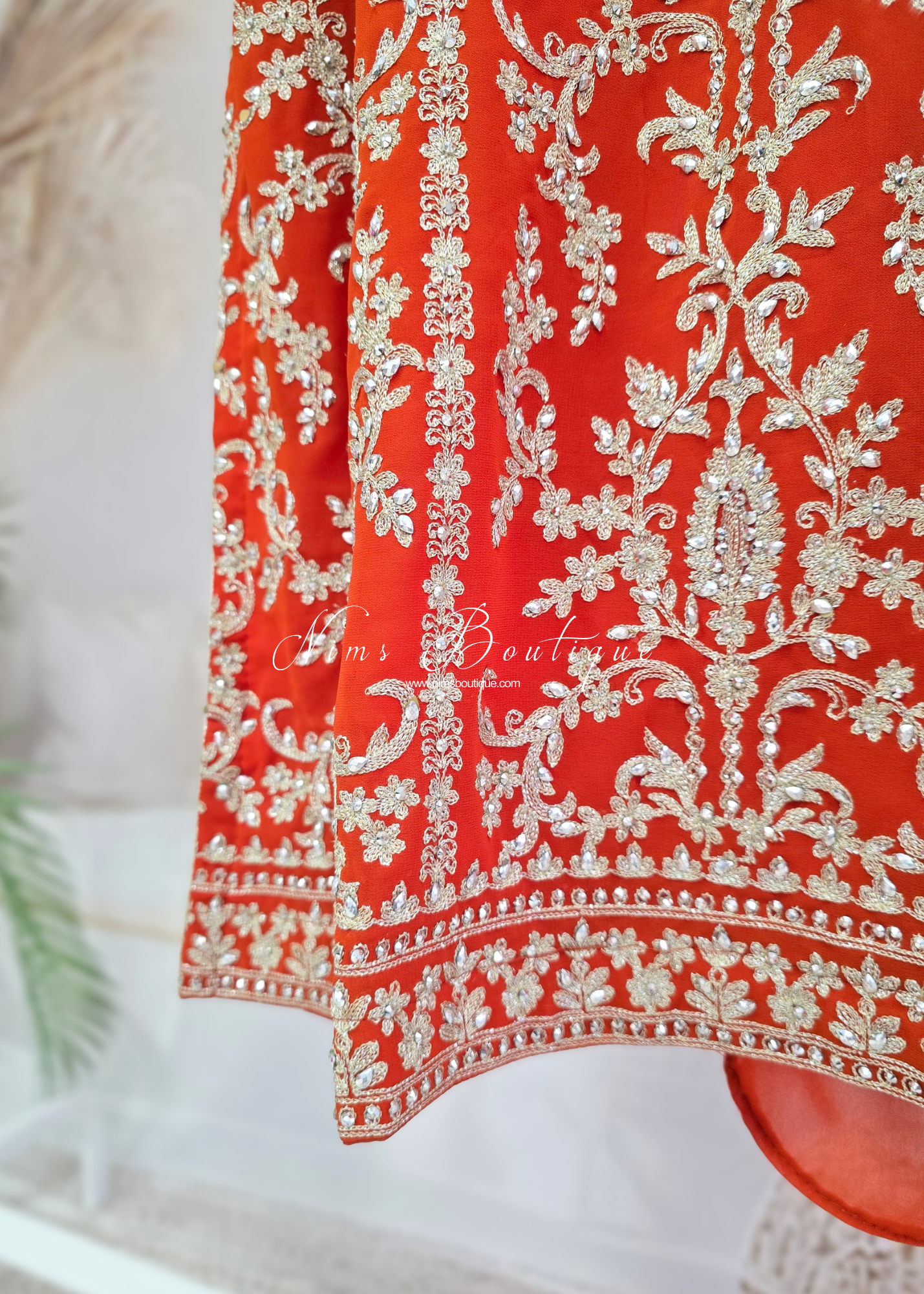 Orange Embroidered Trouser Suit (size 16)