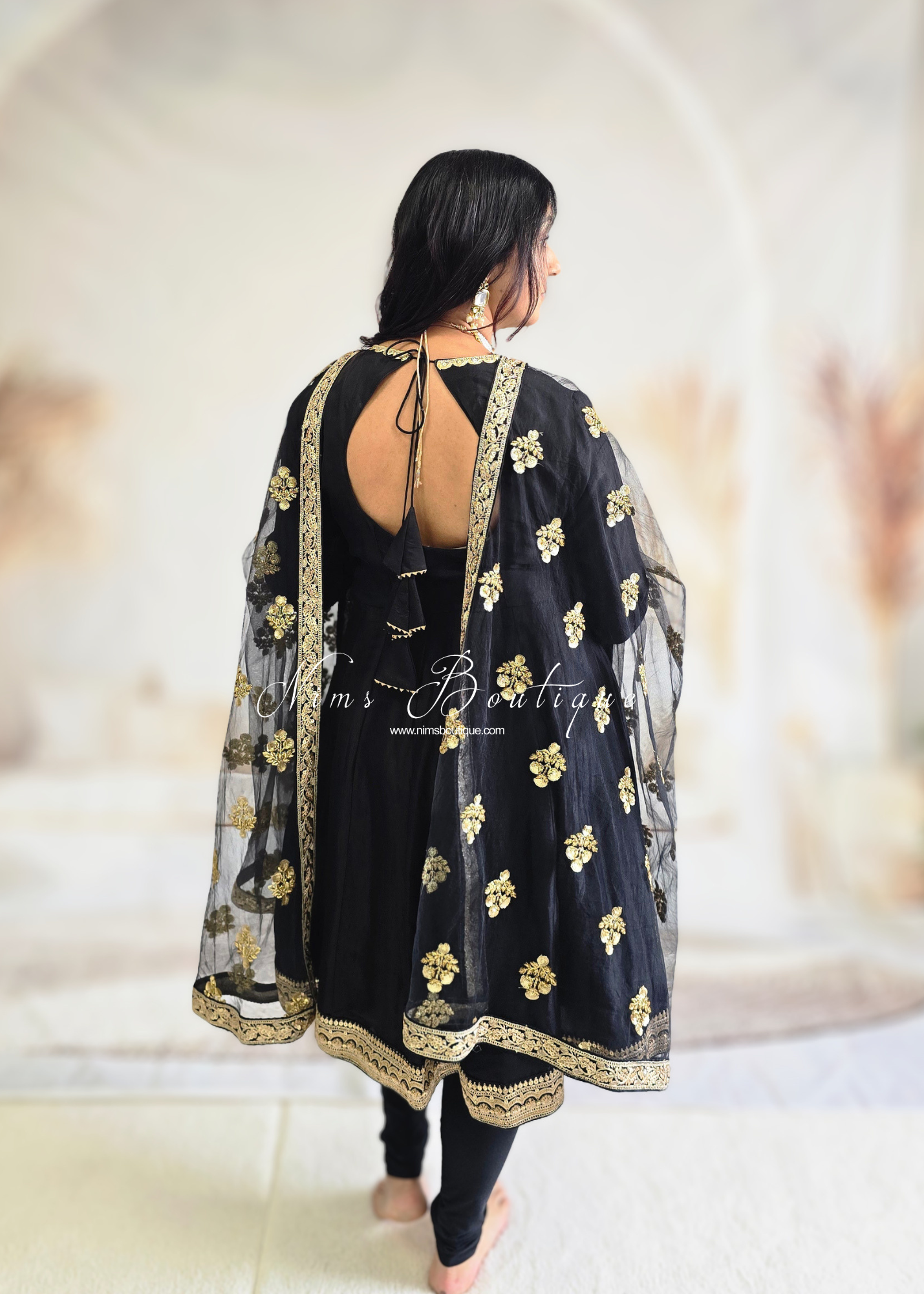Rashmi Luxury Black Silk Anarkali Suit with Pajami (Sizes 4-14)