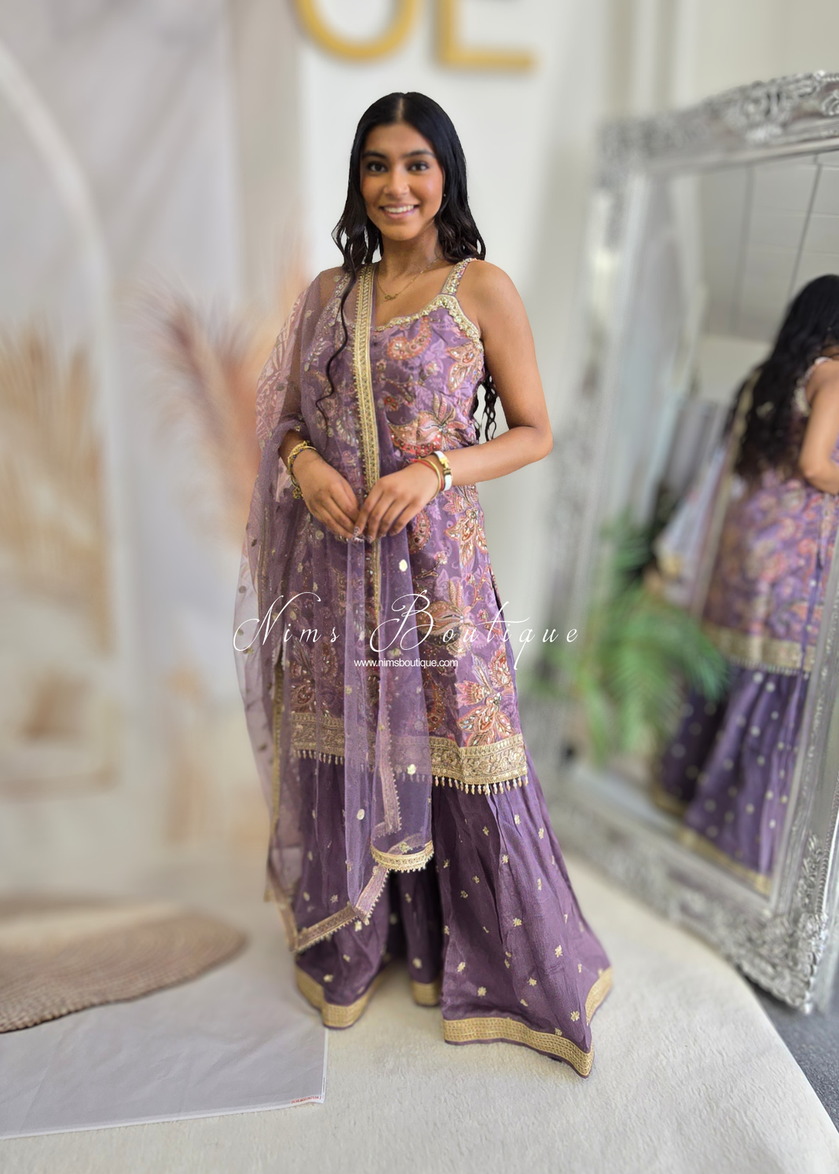 Strap Embellished Gharara Suit (size 12)