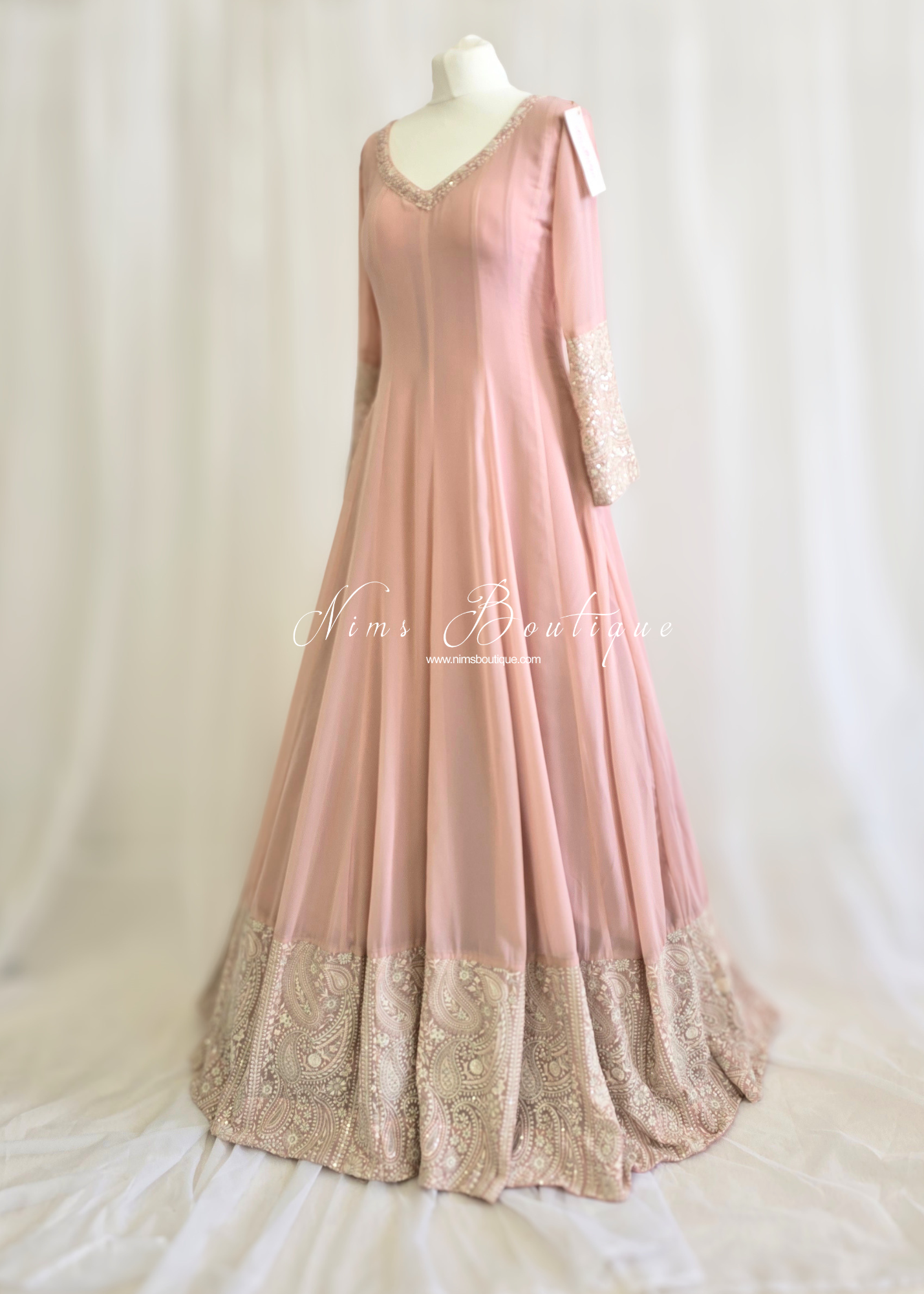Pastel Long Embroidered Gown (size 10-12)