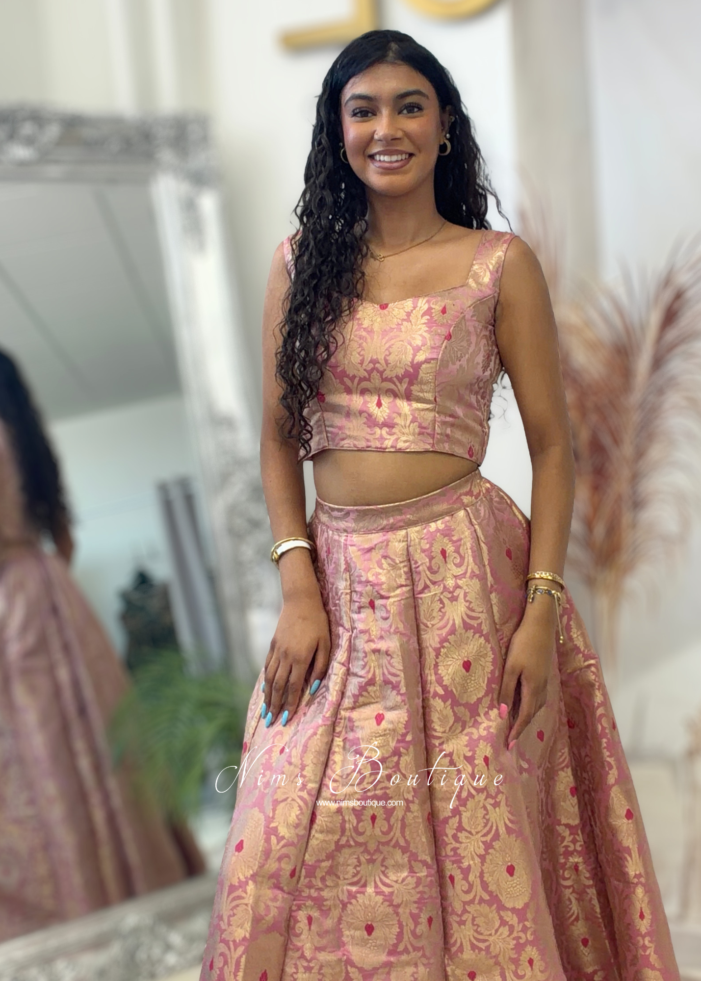 Pink Brocade Readymade skirt/lehnga (sizes 4-16)