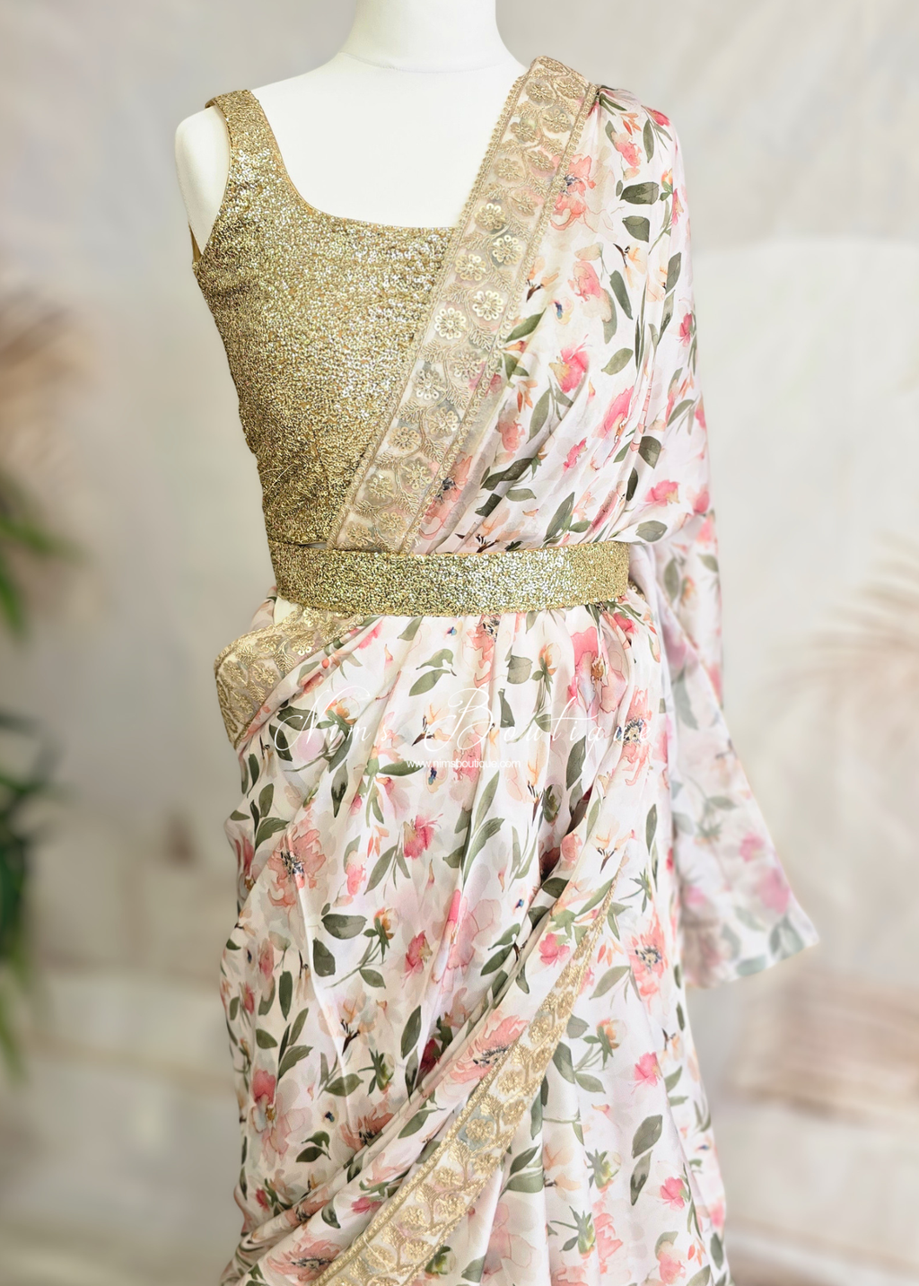 Olivia Satin Floral Organza Saree