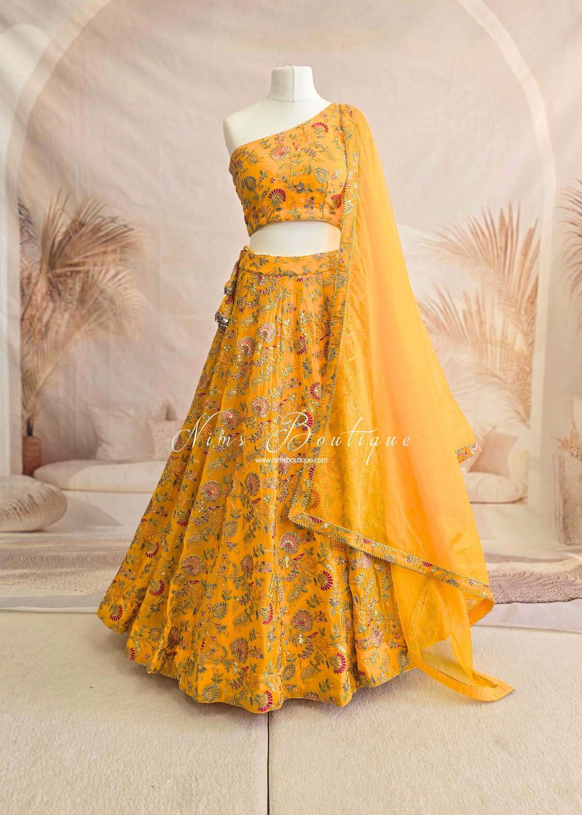 Amrita Yellow Multicolour One Shoulder Lehnga (sizes 6-18)