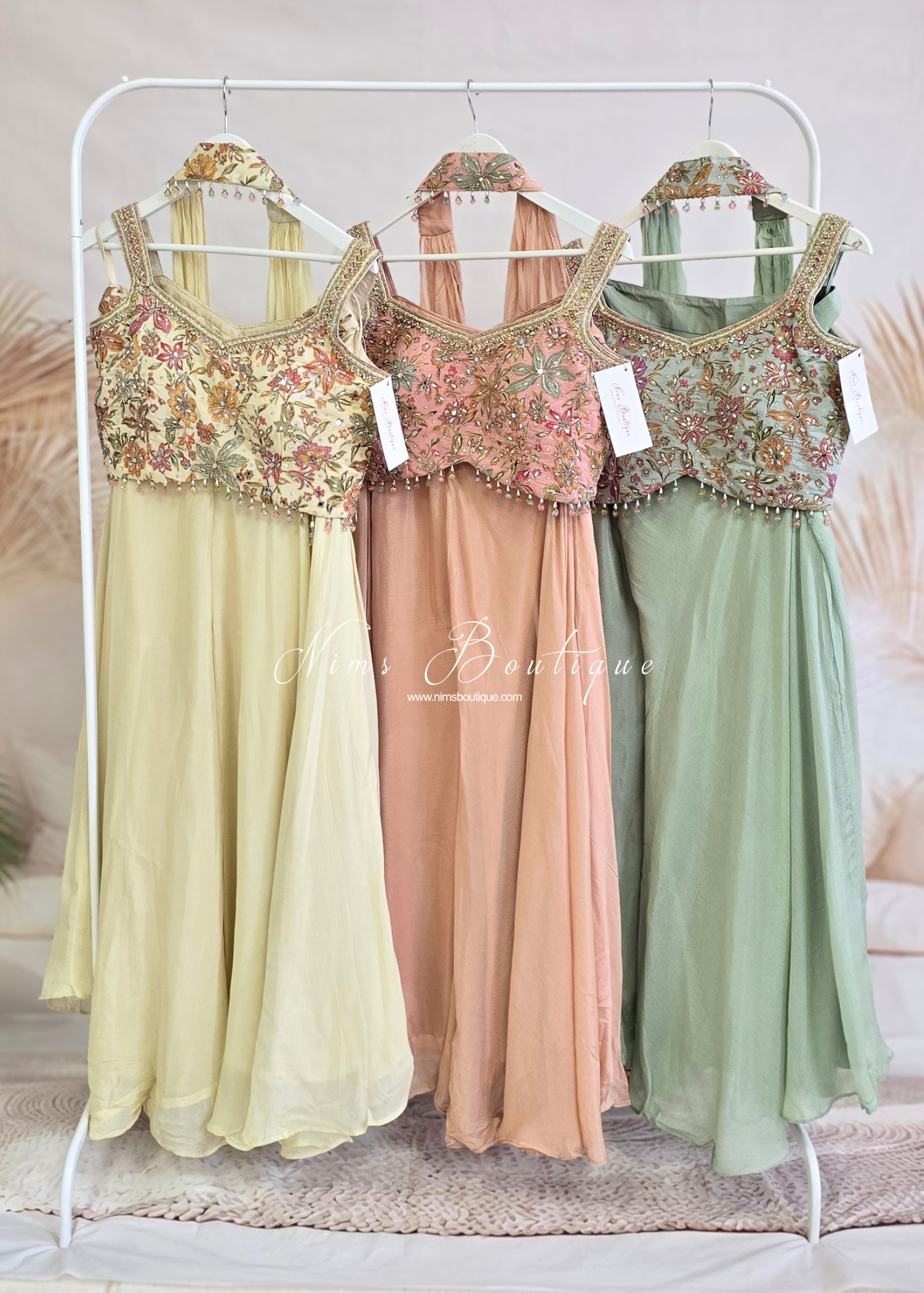 Pastel Embroidered Top and Trouser Suit (size 12)