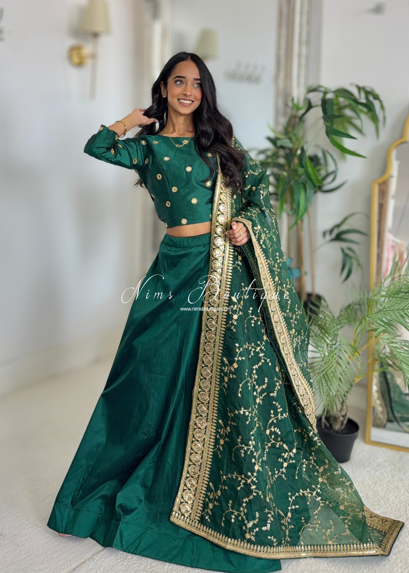Readymade Dark Green Silk skirt/lehnga (sizes 4-20)