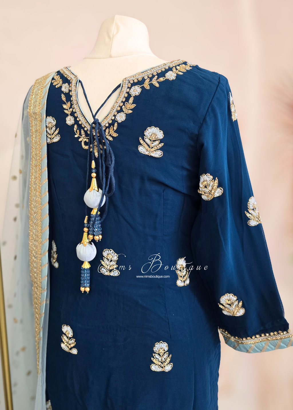 Dark Teal & Light Blue Gharara Suit (size 10-12)