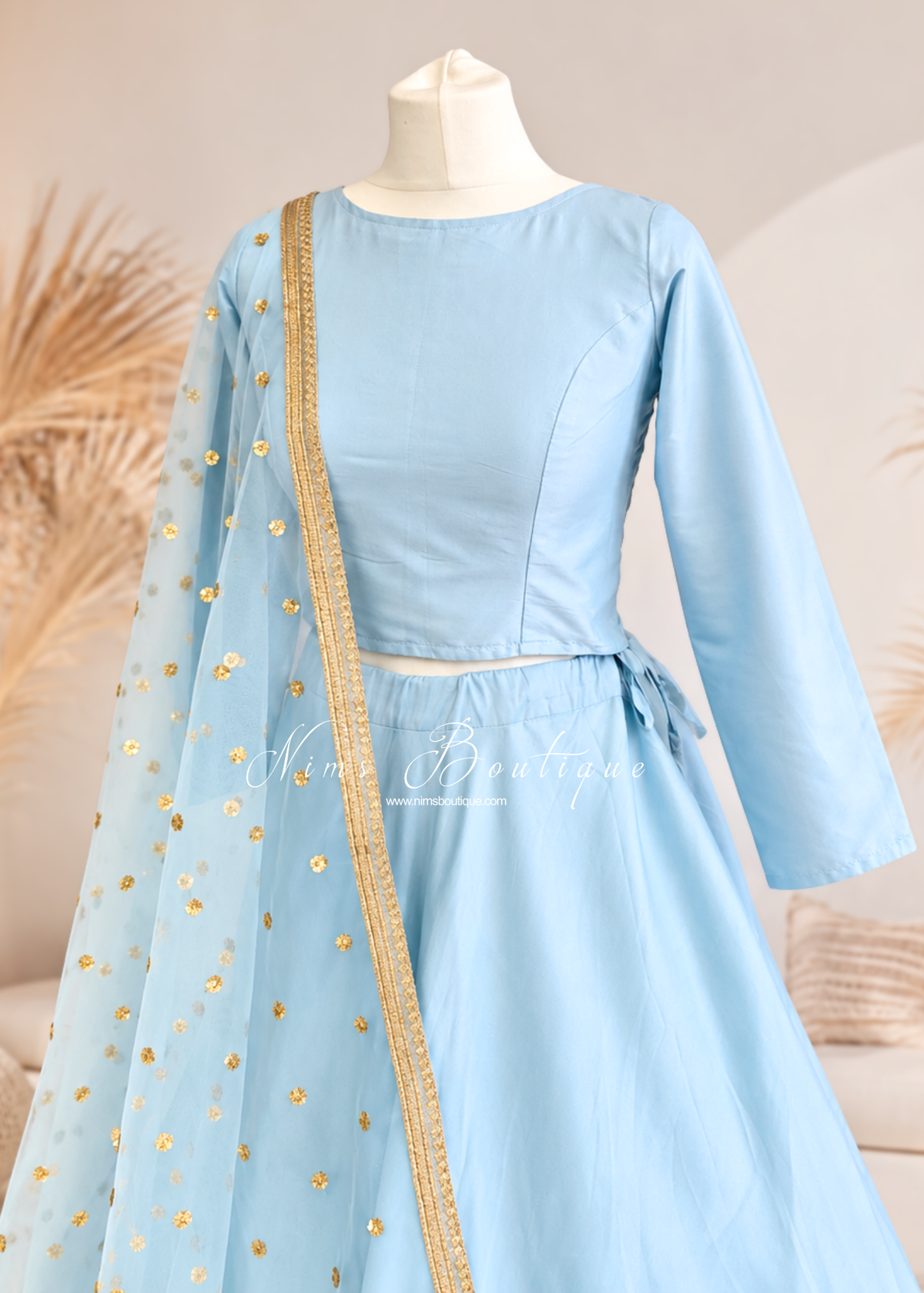 Light Blue Silk Blouse with sleeves (4-14)