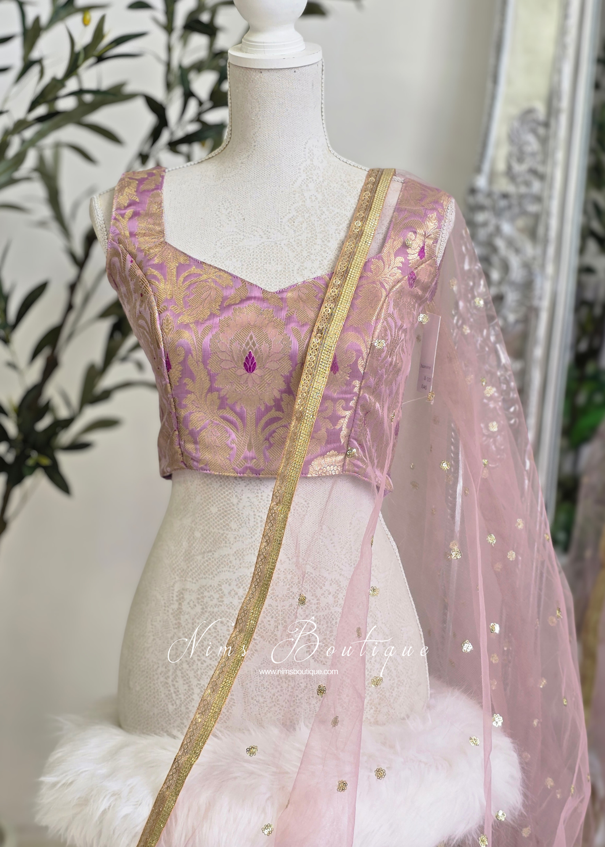NB Dusky Lilac/Mauve Net Sequin Dupatta/Chunni
