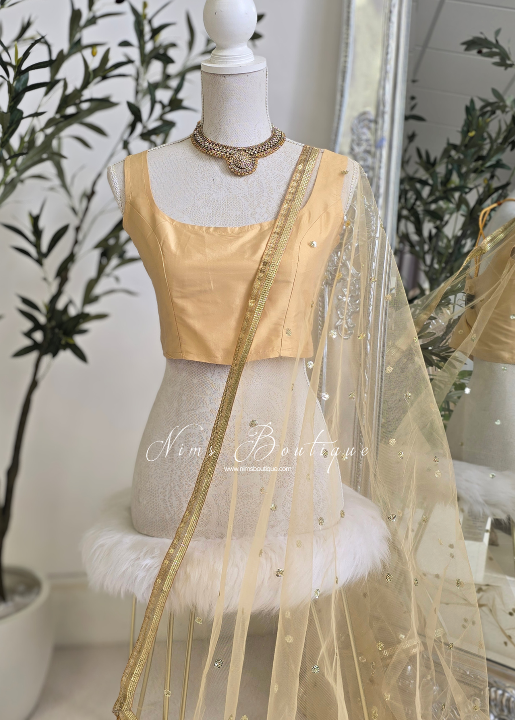NB Gold Net Sequin Dupatta/Chunni