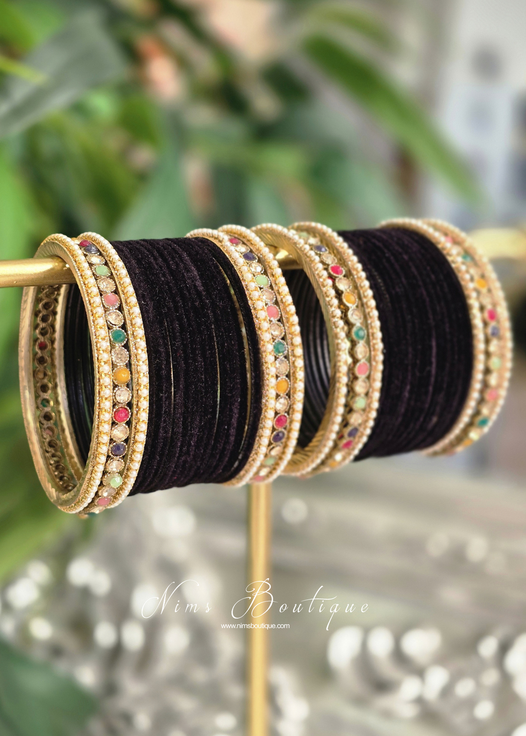 Neha Black Velvet & Multicolour Set of Bangles