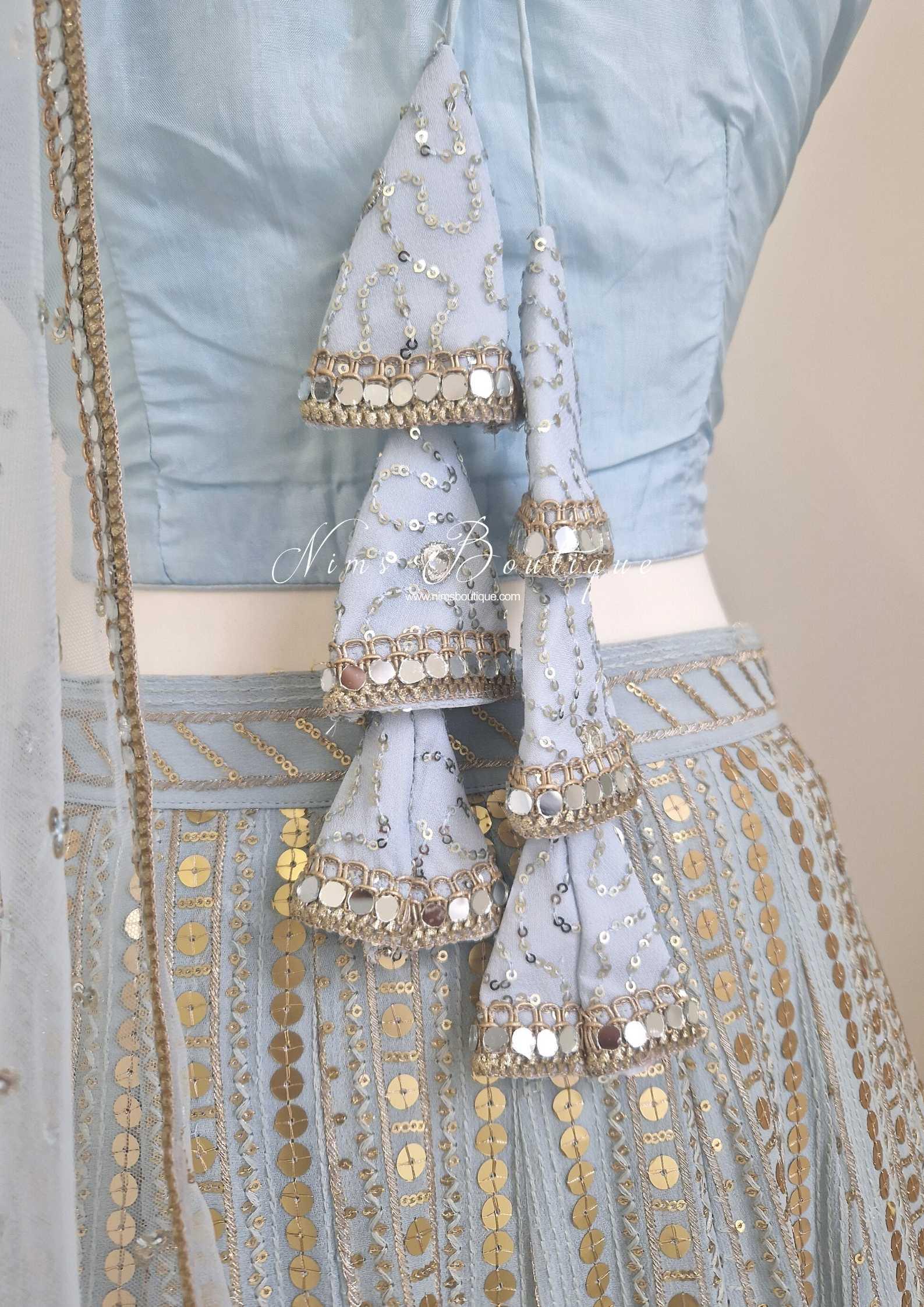 Nims Boutique Luxury Powder Blue Sequin Lehnga 8-12