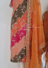 Kajal Orange, Mehndi Green & Rani Pink Pajami Suit (sizes 6 to 14)