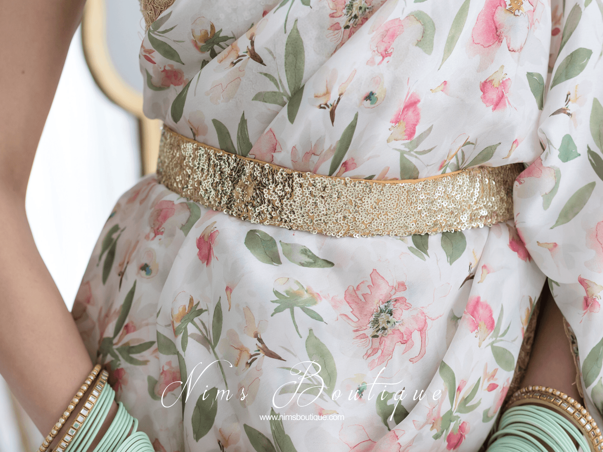 Nims Boutique Luxury Gold Sequin Belt sizes 4 to 20