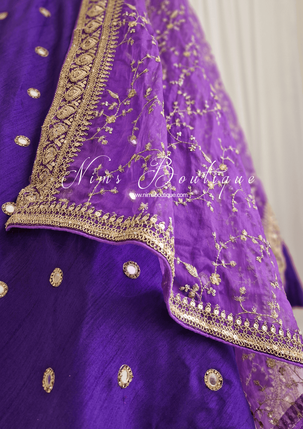 Nims Boutique Mahi Luxury Purple Organza Embroidered Dupatta/Chunni