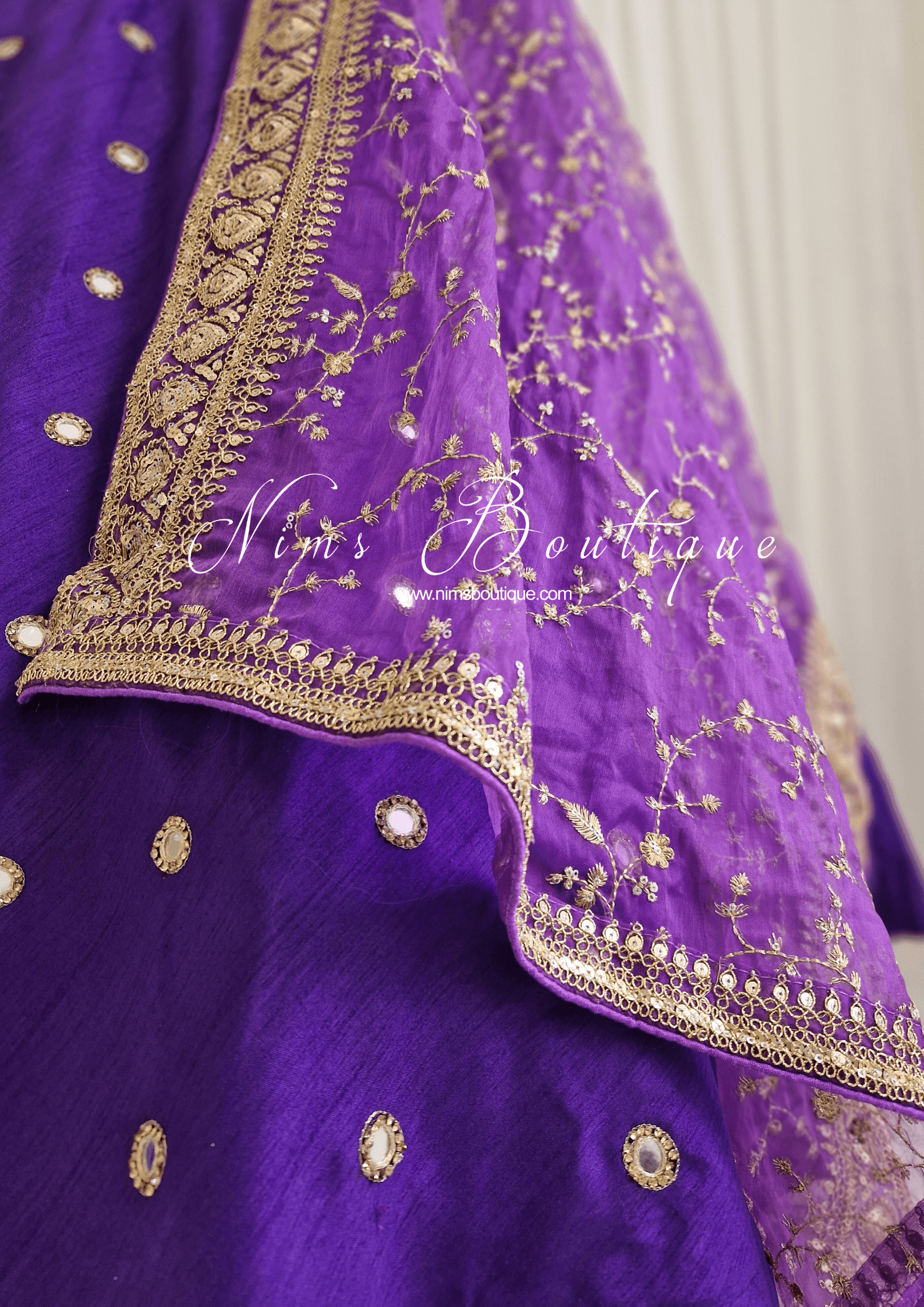 Nims Boutique Mahi Luxury Purple Organza Embroidered Dupatta/Chunni