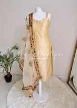 Indira light gold raw silk strap pajami suit (sizes 4-14)