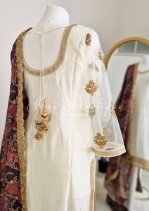 The NB Classic Long Sleeved Ivory Silk & Multicolour Salwar Suit (8-20)