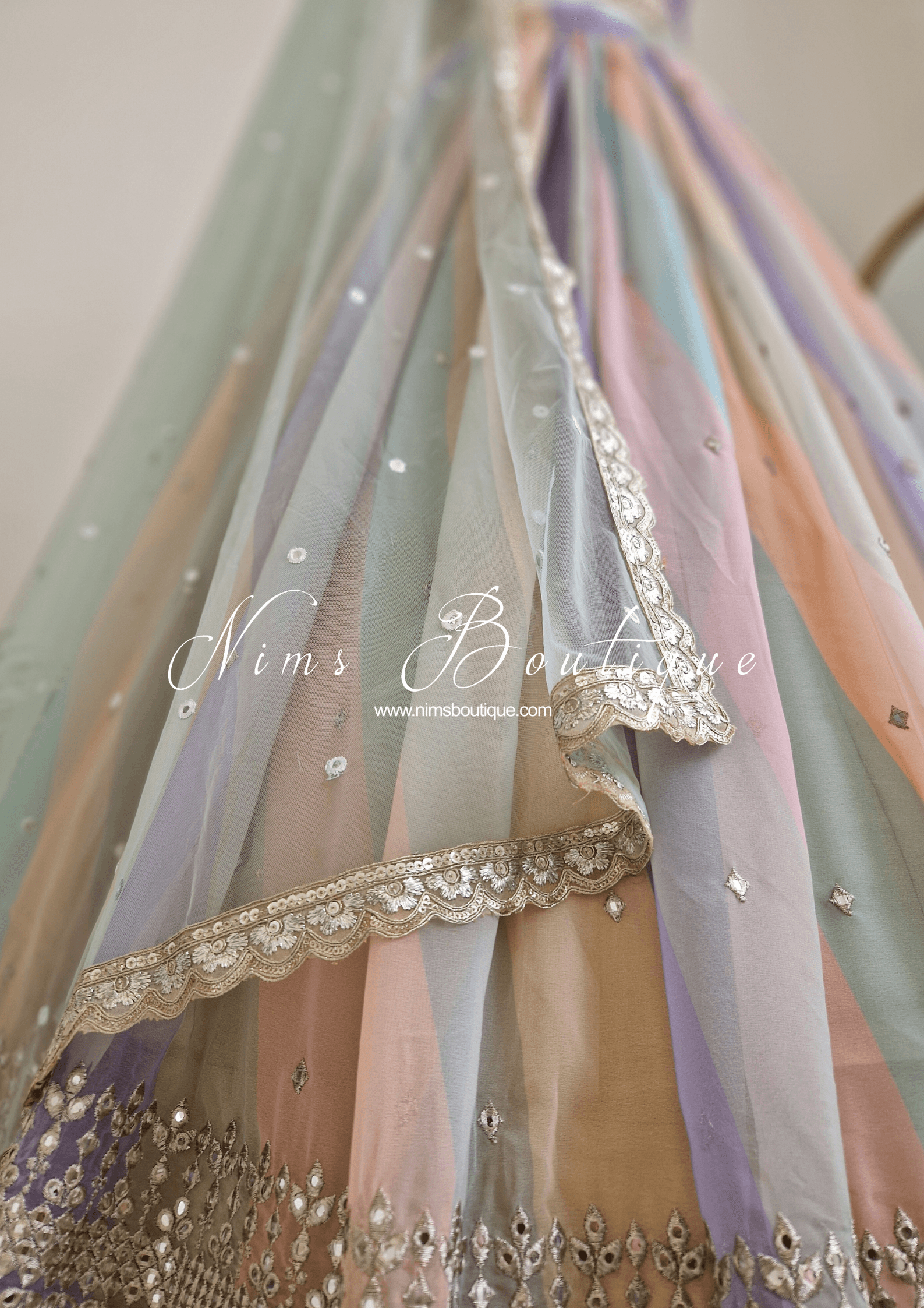 Nims Boutique Pastel Stripe Lehnga sizes 4-16