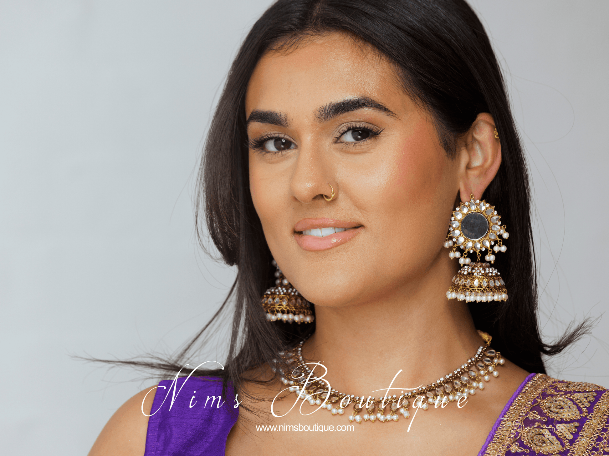 Nims Boutique Shruti Maharani Antique Gold Mirror Chumke