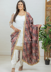 The NB Classic Long Sleeved Ivory Silk & Multicolour Salwar Suit (8-20)