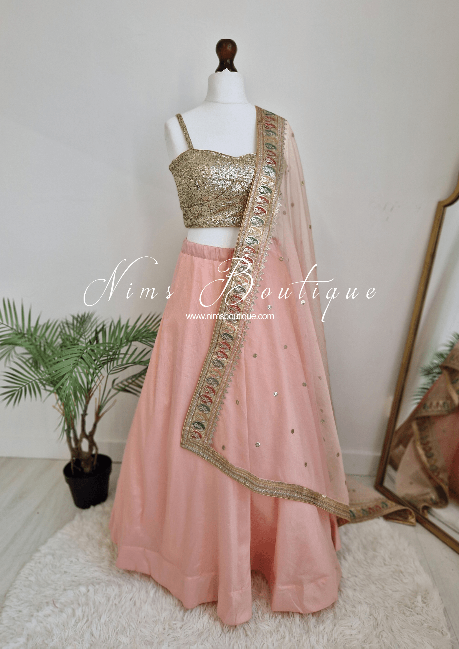Nims Boutique Readymade Peach Silk skirt/lehnga sizes 4-20