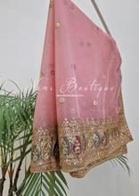 Sunidhi Dusky Peach Multicolour Organza Dupatta/Chunni