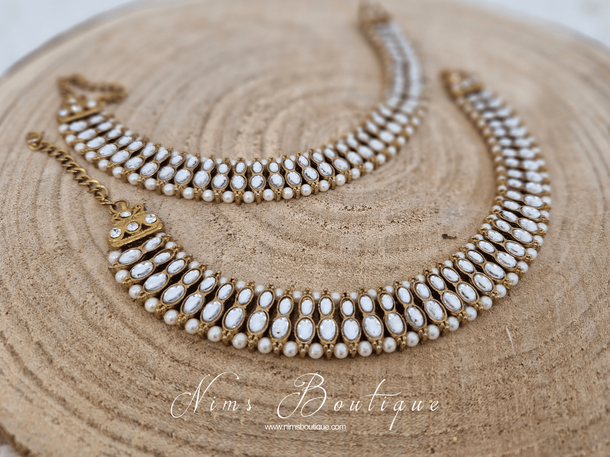 Nims Boutique Royal Pearl Stone & Pearl Anklets