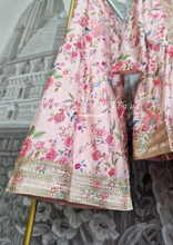 Peachy Pink Floral Chinon Sharara Suit (Size 16-18)