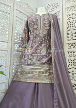 Luxury Dusky Lilac Embroidered Sharara Suit (10-12)