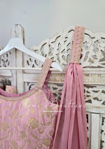 Nims Boutique Pink Brocade Sharara Suit 10-12