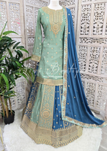 Luxury Mint & Blue Lehnga Suit (Size 12-14)