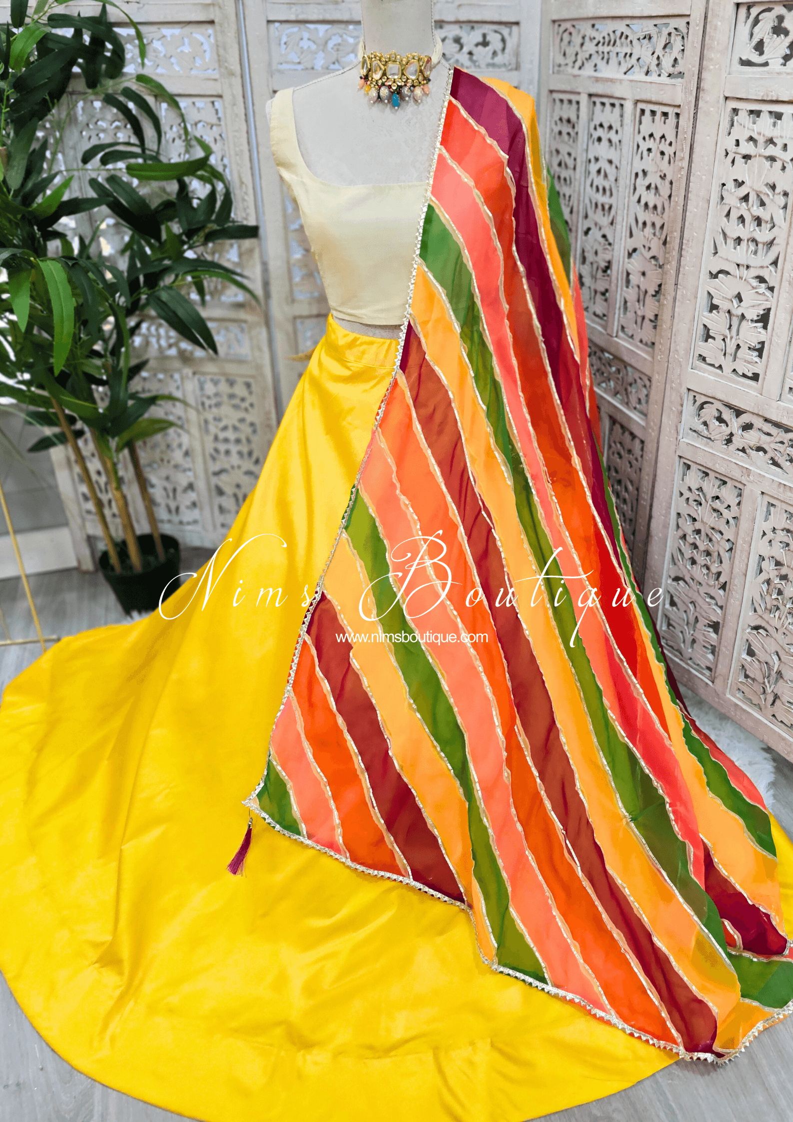Nims Boutique Multicolour Stripe Georgette Dupatta/Chunni 8