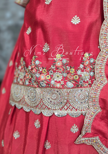 Nims Boutique Luxury Red Embroidered Lehnga Suit Size 12-14