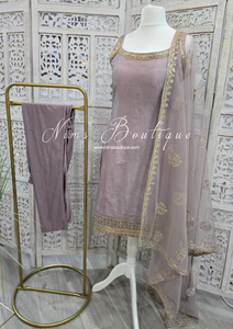 Light Lilac Silk Pajami Suit (Size 10-12)