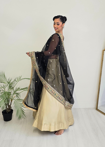 Nims Boutique Readymade Light Gold Silk skirt/lehnga sizes 4-22